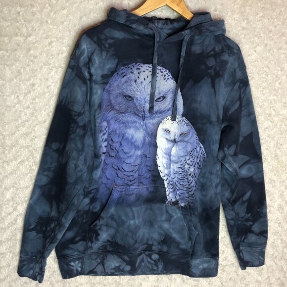 The Mountain Owl Print Tie Died Long Sleeve Oversized Hoodie Size‎ Small - Picture 1 of 4